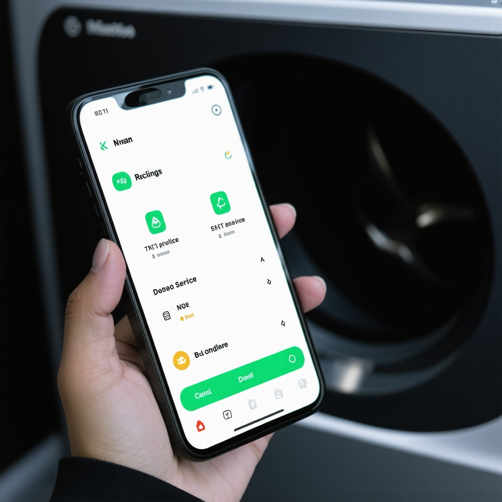 Smartphone displaying AI-personalized laundry pickup pricing and eco-friendly options in Tampa