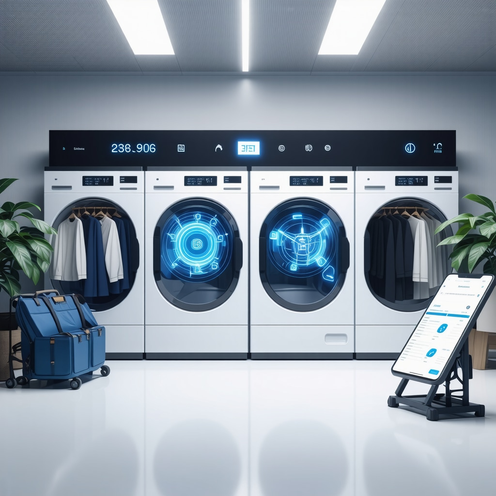 AI-powered garment scanning and blockchain tracking system in a modern dry cleaning facility