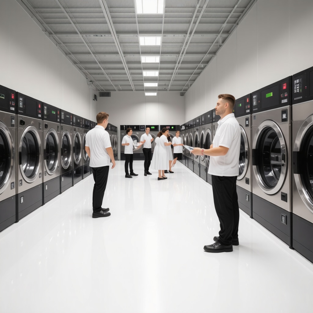 Modern laundry facility using advanced fabric care and IoT tracking technology