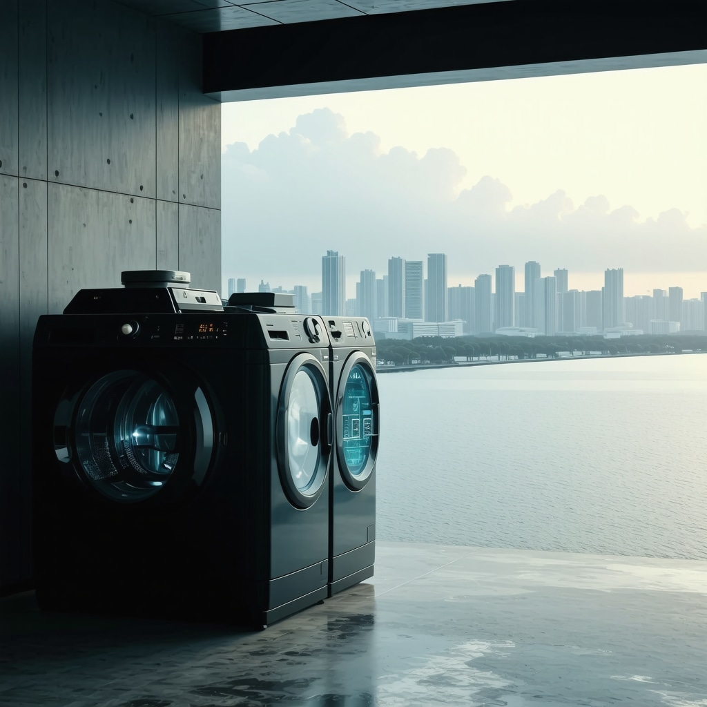 Illustration of AI-enabled laundry pickup service emphasizing eco-friendly and blockchain technologies in Tampa