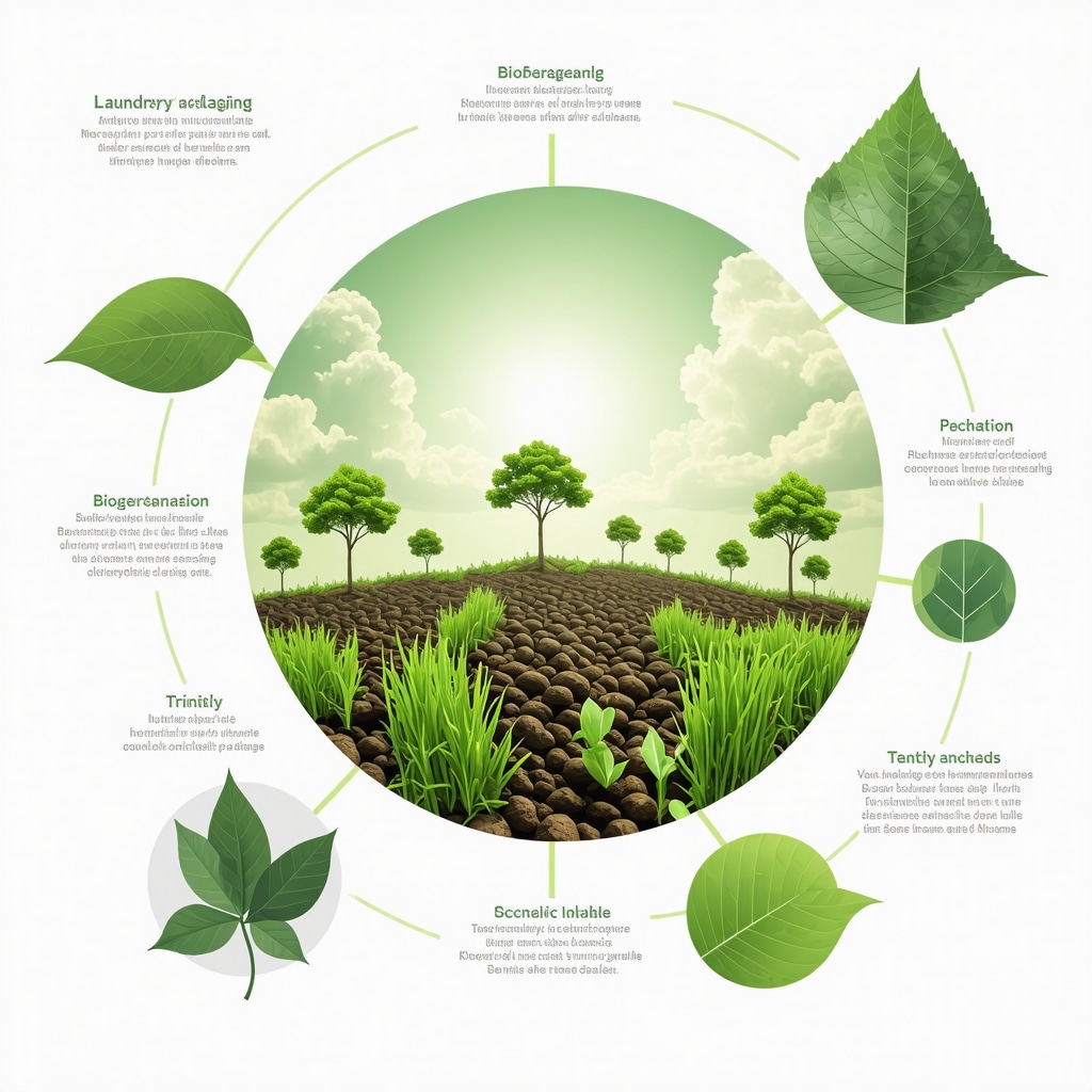 Infographic showing circular economy and biodegradation processes for sustainable laundry packaging in Trinity FL