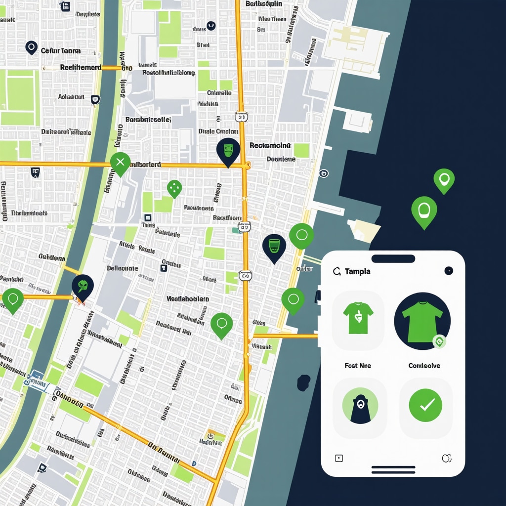 Smartphone screen displaying AI route optimization map and fabric care analytics for laundry delivery in Tampa