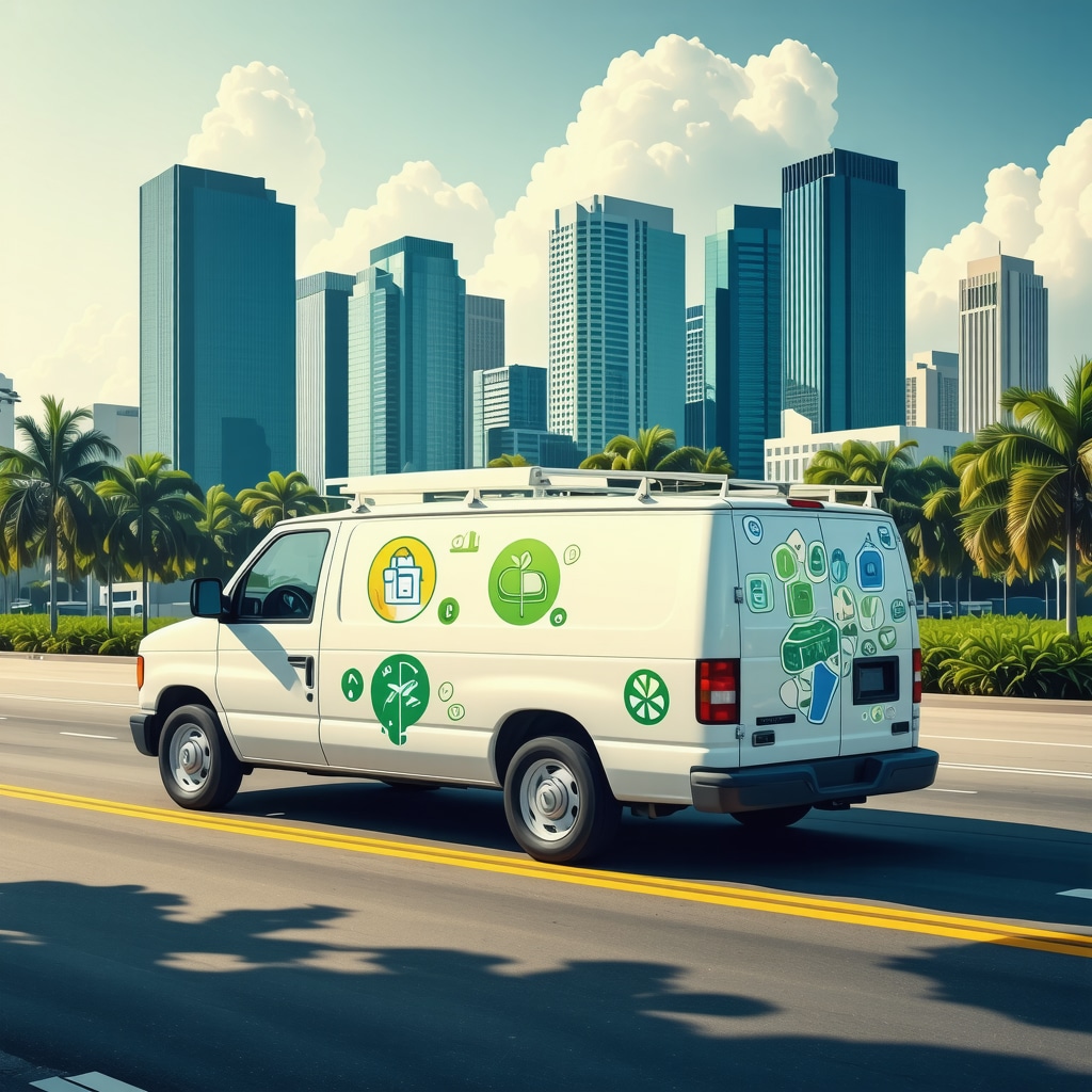 Smart laundry pickup van using AI for route optimization and eco-friendly practices in Tampa