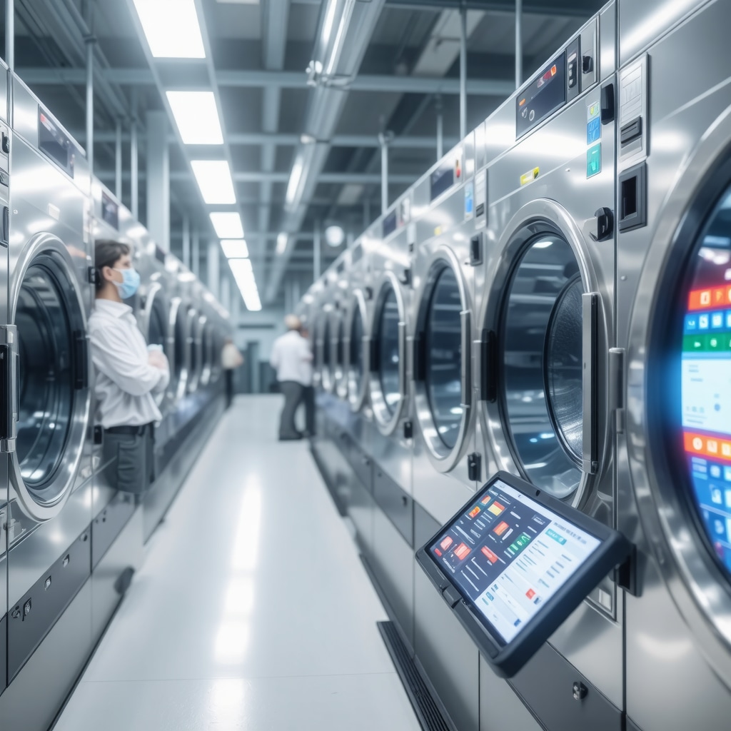 Advanced laundry machines with AI and IoT sensors monitoring color-separated fabric care in Tampa
