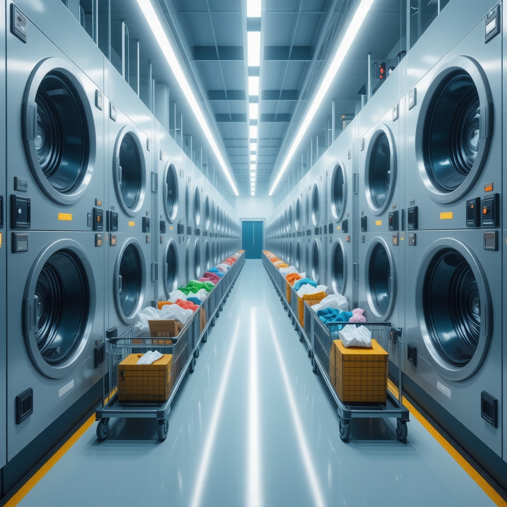 Robotic laundry sorting with elderly-friendly packaging in a modern facility