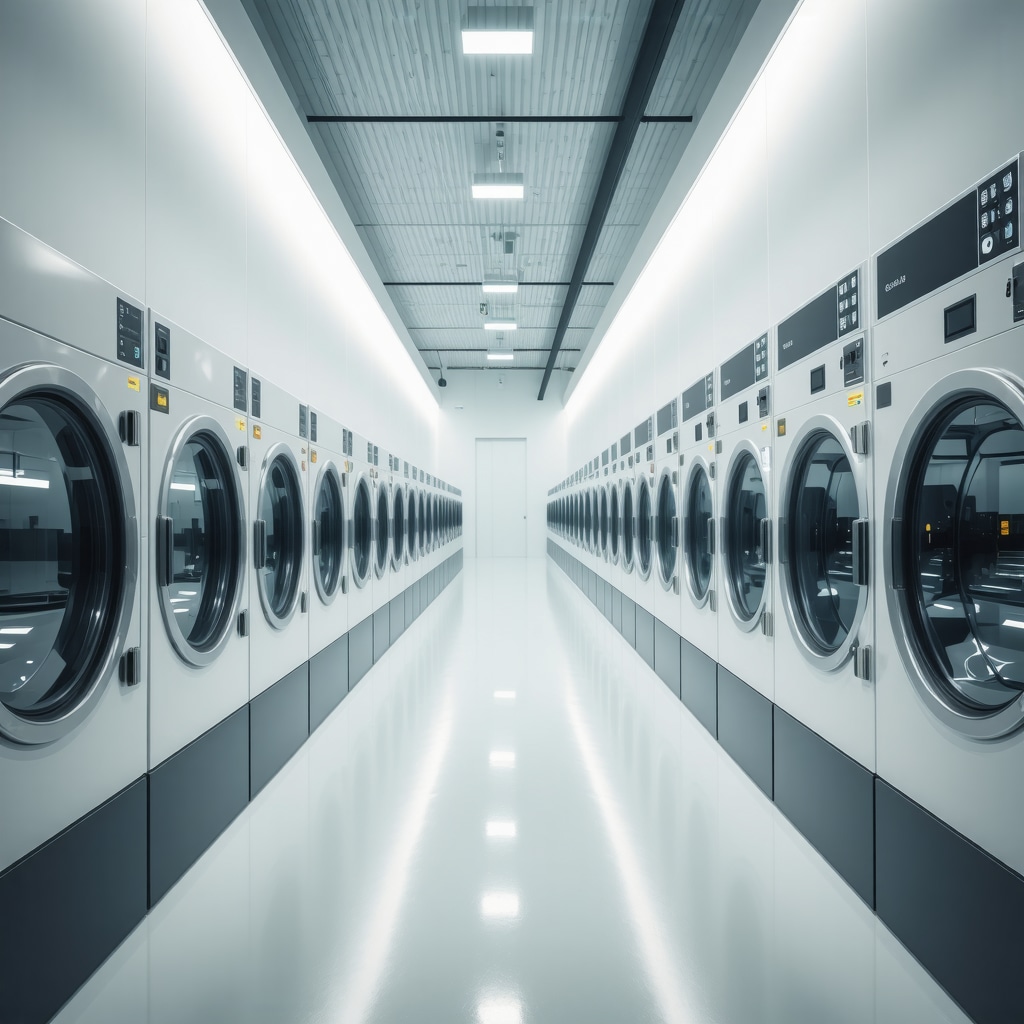Modern laundry facility with advanced allergen-free technology and eco-friendly machines