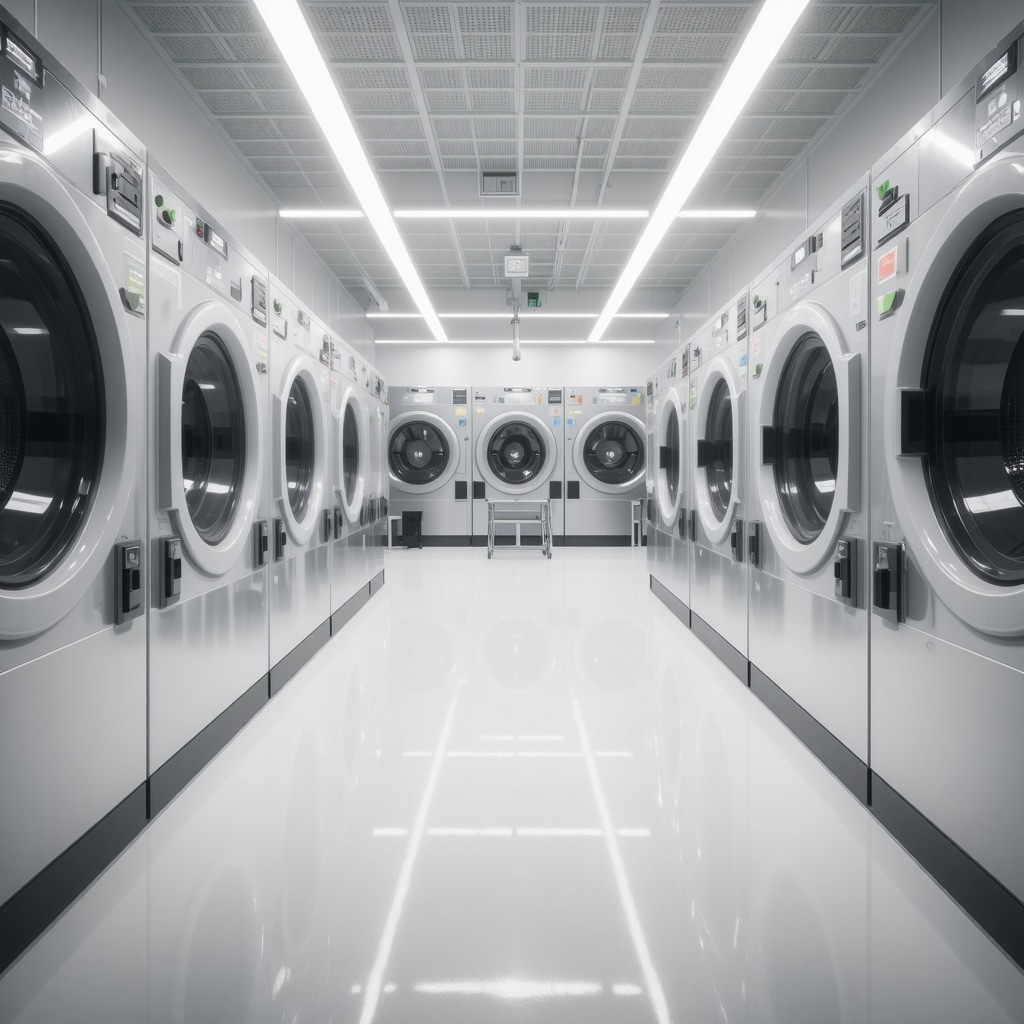 Modern laundry facility with allergy-safe detergent and eco-friendly technology