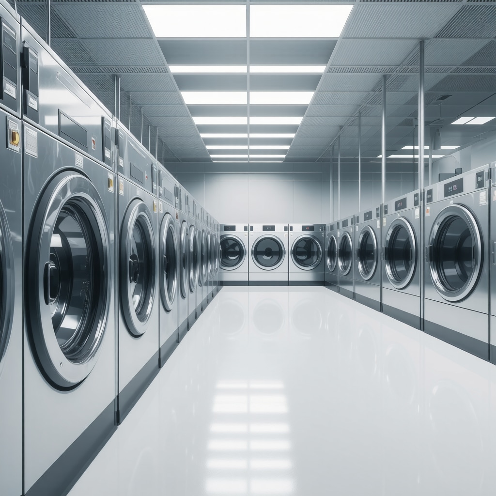 High-tech laundry facility with sealed machines for fragrance-free laundry processing