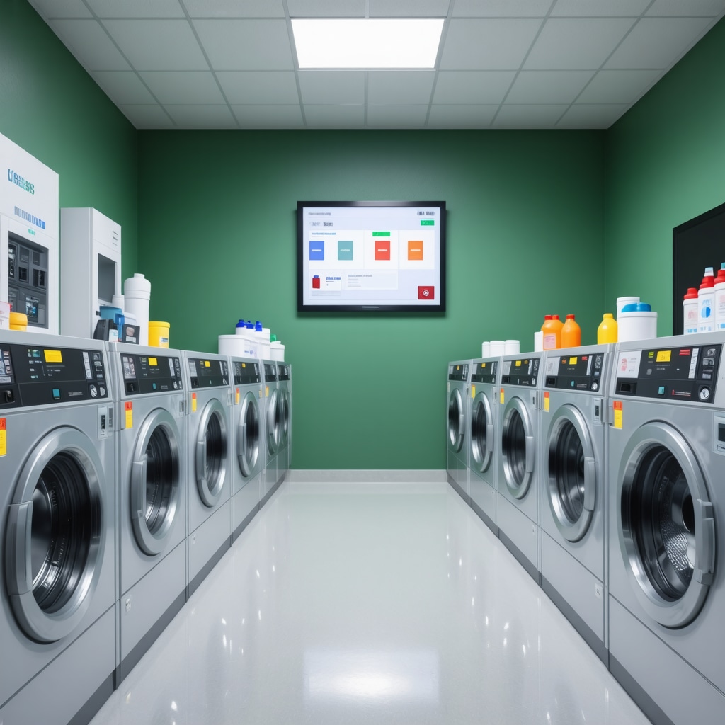 High-tech laundry facility with eco-friendly machines and digital tracking in Tampa