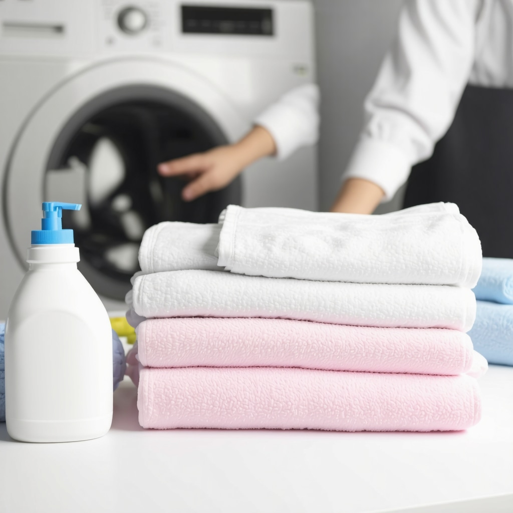 Person receiving folded hypoallergenic laundry with gentle detergents for sensitive skin