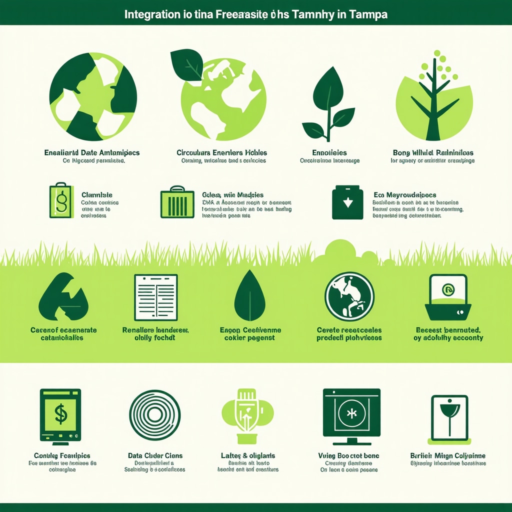 Infographic illustrating data analytics and circular economy concepts applied in Tampa's eco laundry pickup services