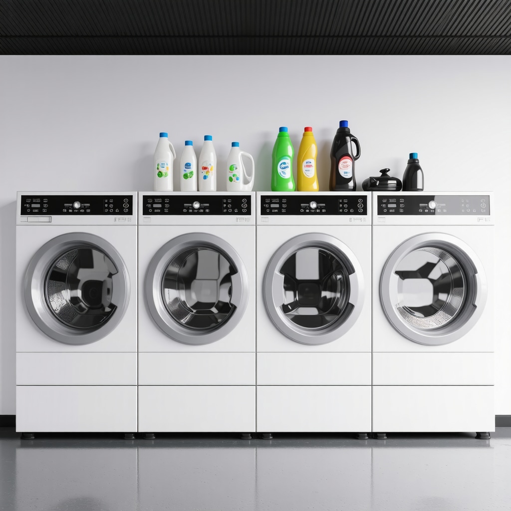 Modern laundry facility with allergen-free and eco-friendly detergents and advanced washing machines