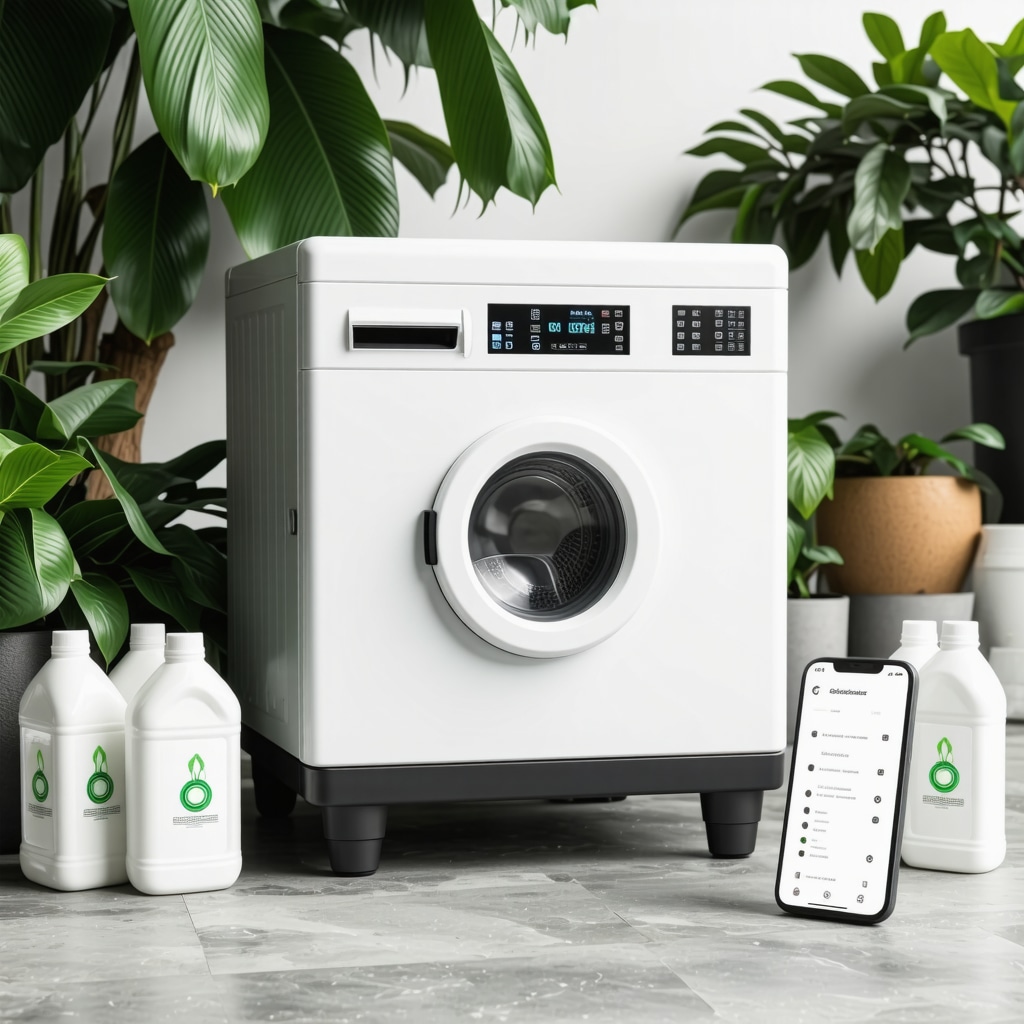Laundry pickup van with eco-friendly detergents and smartphone app interface in Tampa