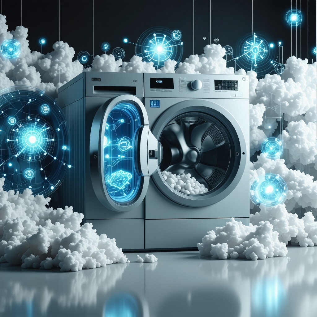 Visual representation of advanced laundry pickup featuring antimicrobial packaging and blockchain technology