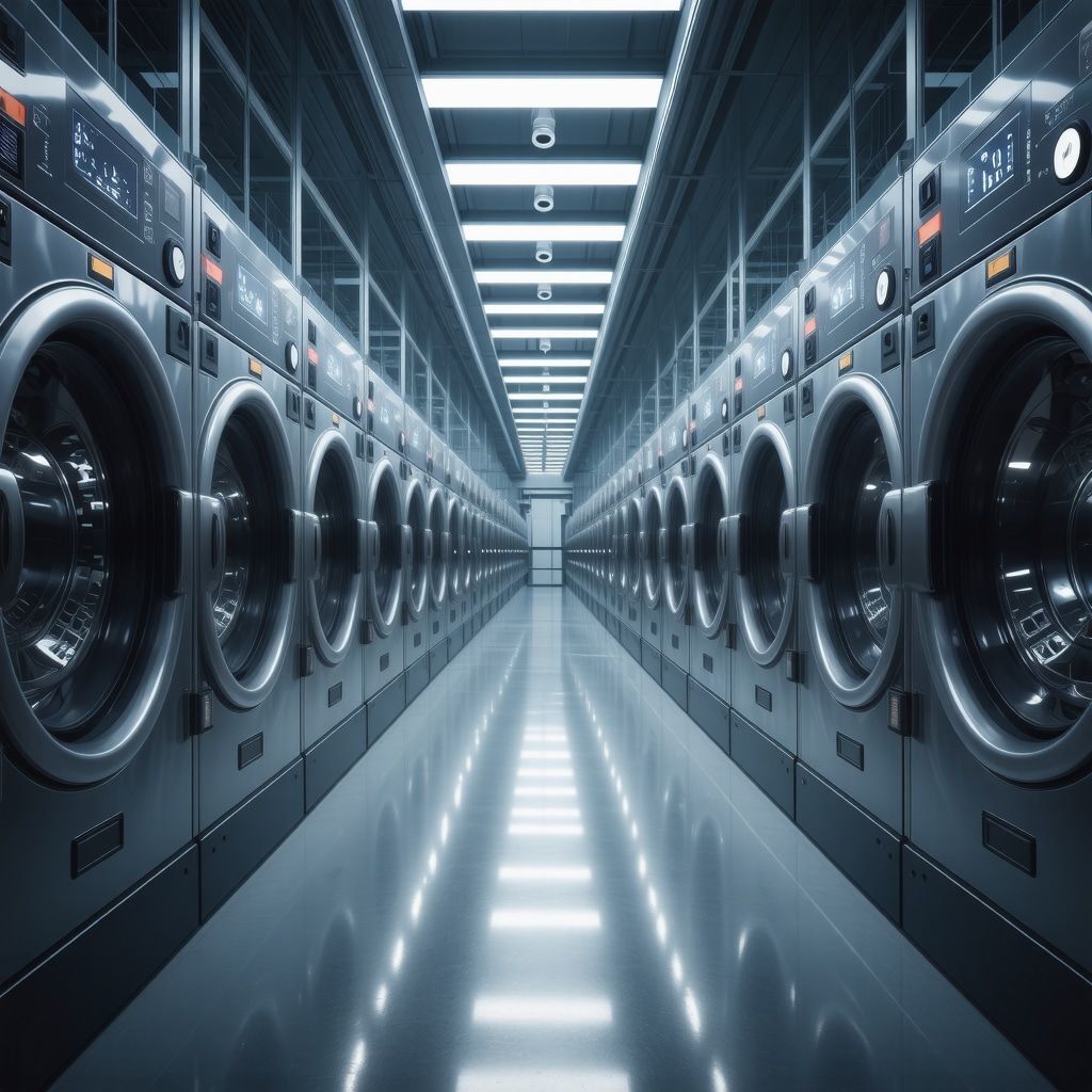 Advanced bulk laundry service equipment with digital tracking for wedding fabrics