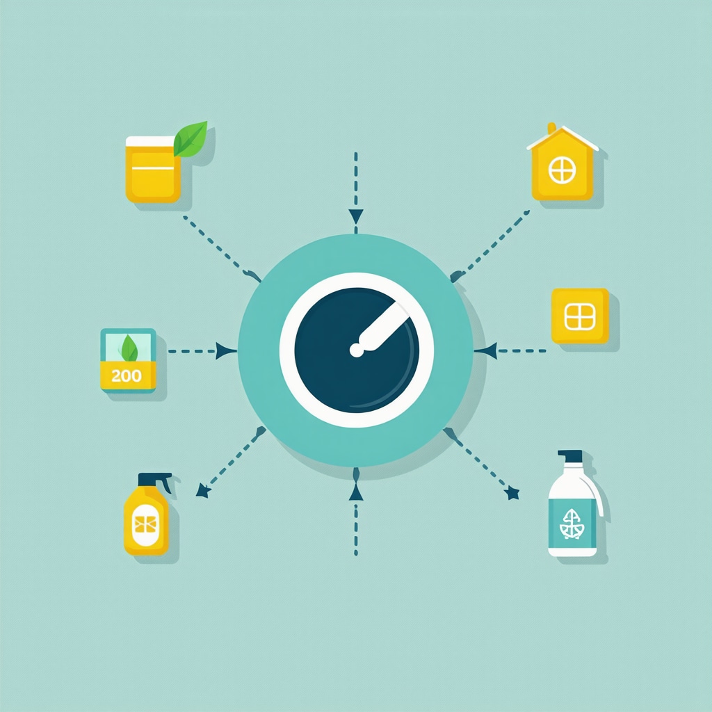 Infographic illustrating predictive analytics, scheduling tech, and eco-friendly fabric care in vacation rental laundry services