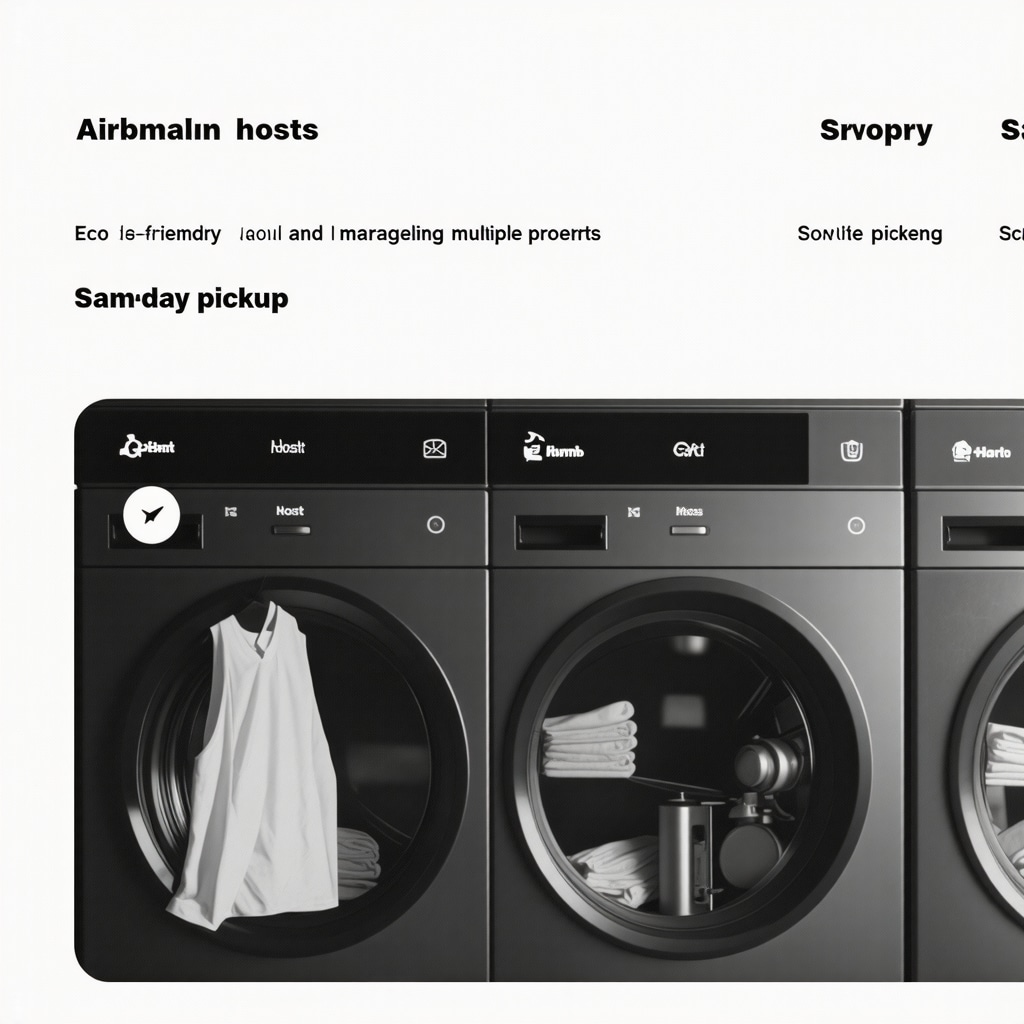 Modern laundry service app interface with scheduling and tracking features for Airbnb hosts