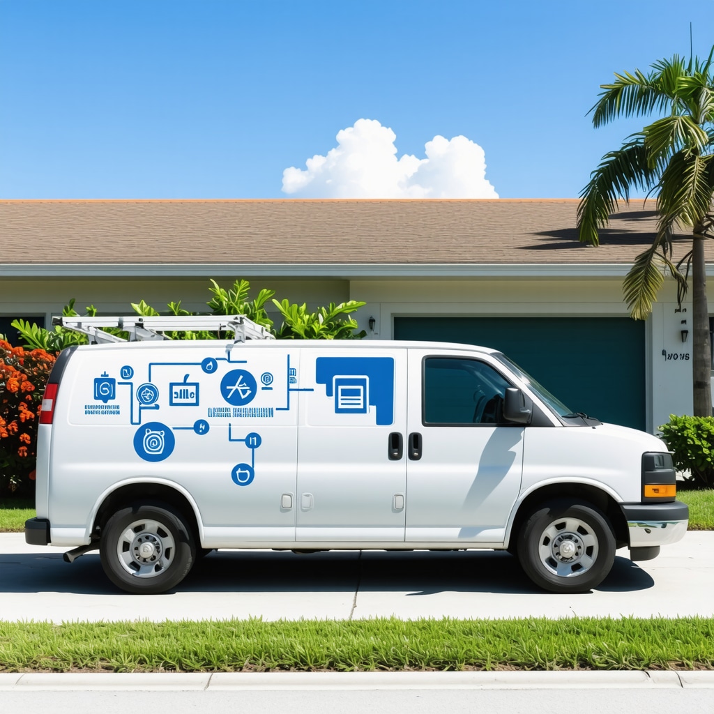 Smart home devices connected to laundry pickup services with blockchain and scheduling icons in Lutz FL