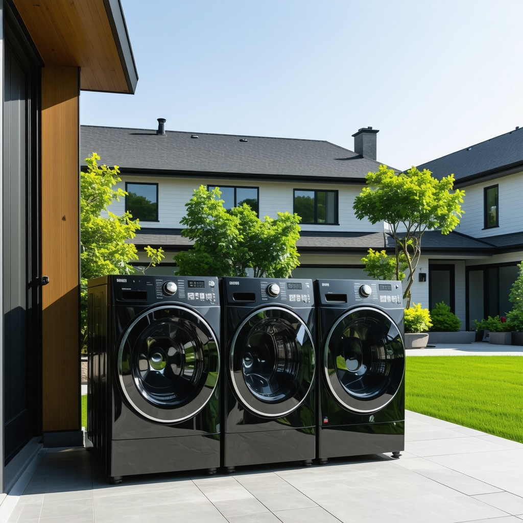 IoT-enabled washer and dryer communicating with laundry pickup vehicle outside home
