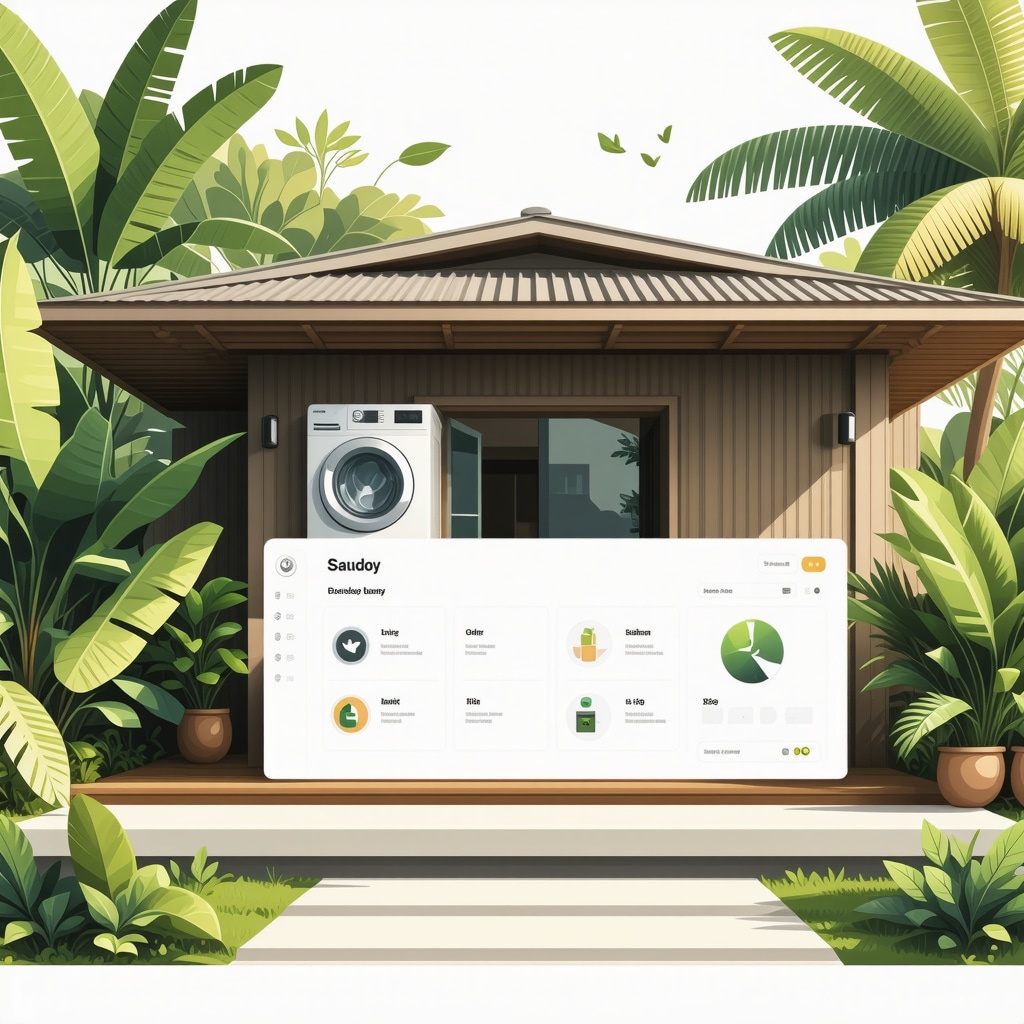 Digital dashboard displaying laundry pickup scheduling analytics and eco-friendly laundry care for vacation rentals