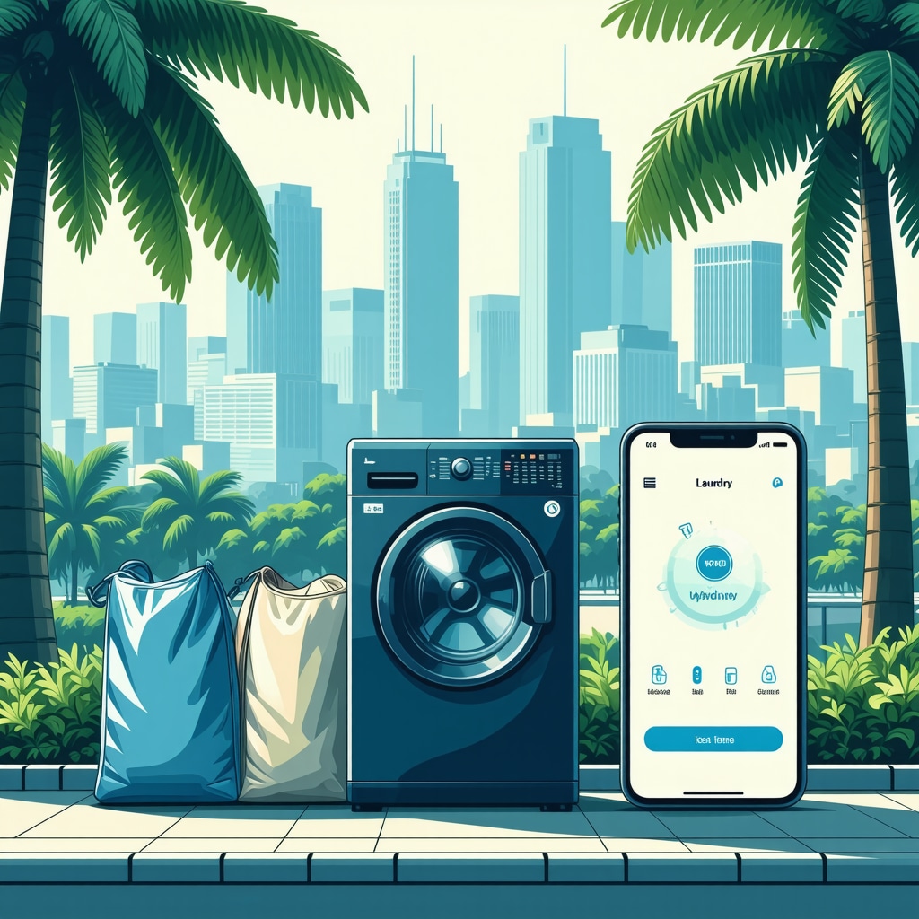 Diagram showing AI and IoT integration in emergency laundry pickup services in Tampa