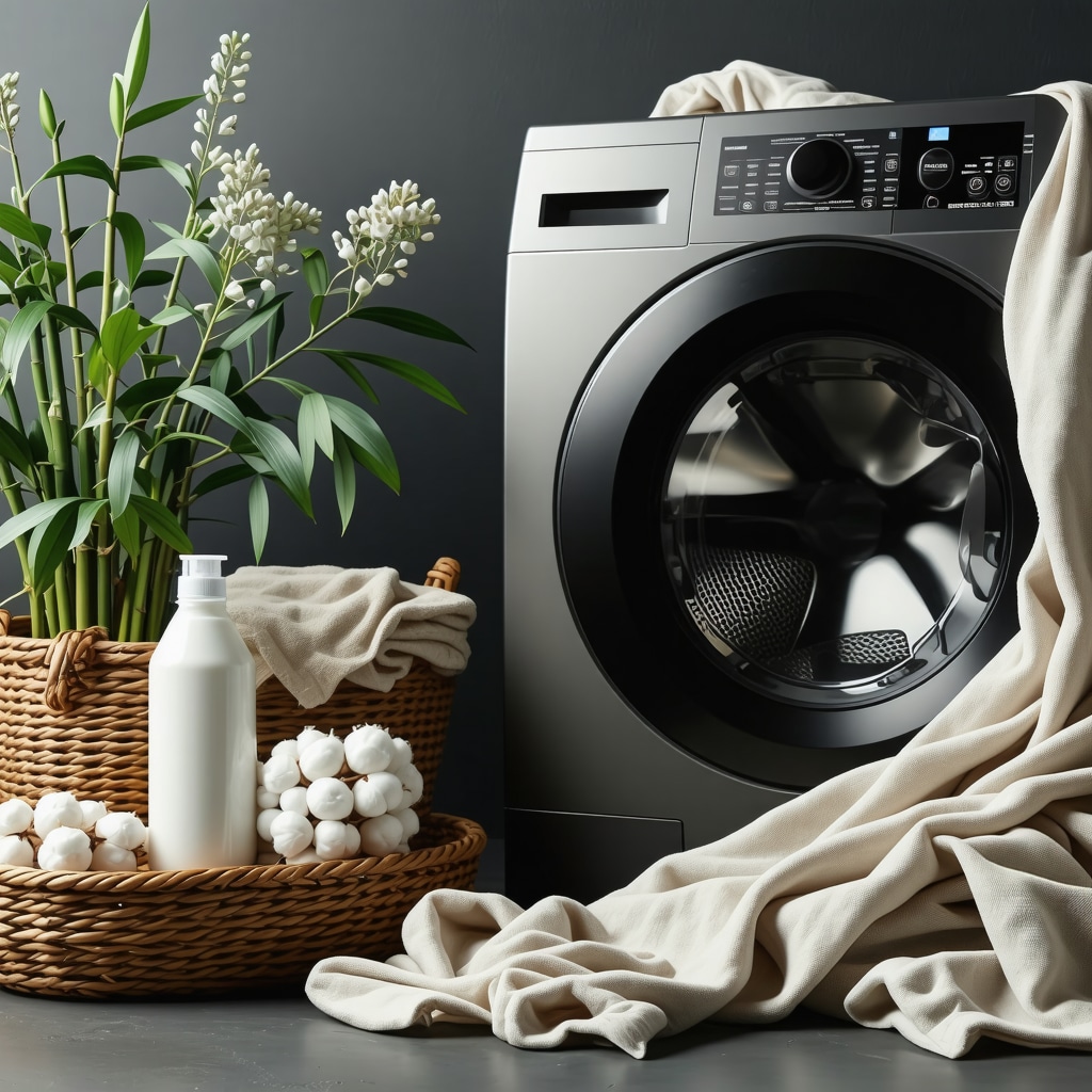 Smart washing machine with eco-friendly detergents and natural fabrics for sensitive skin