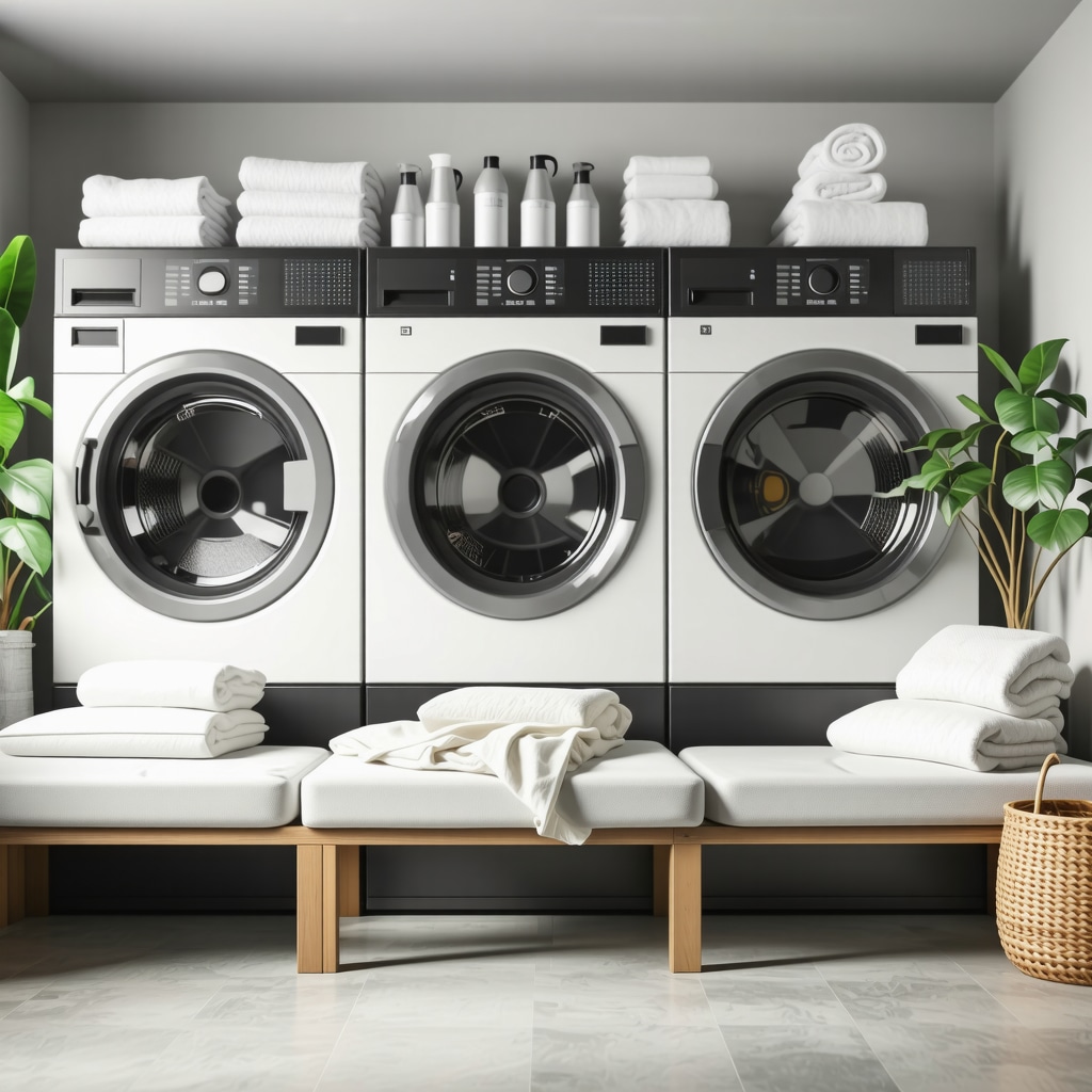 IoT-enabled laundry facility with smart tags and eco-friendly detergents for vacation rentals