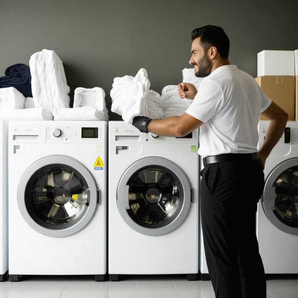 Modern laundry pickup service with eco-friendly practices and satisfied customer
