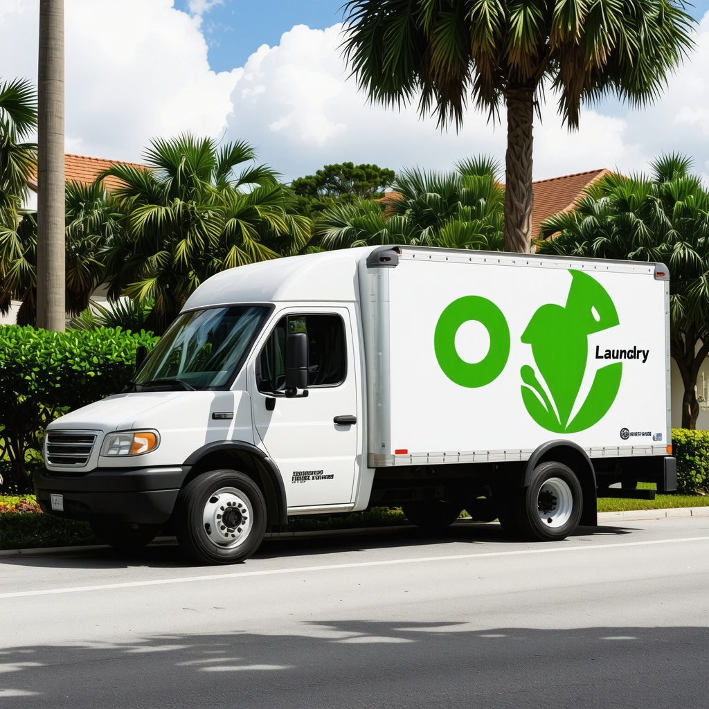 Electric vans delivering laundry in Tampa neighborhood