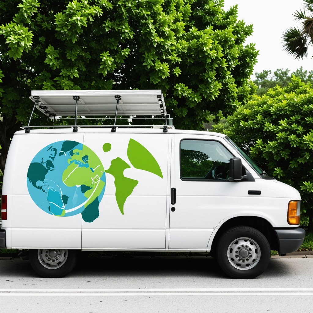 Eco-friendly laundry van arriving at Tampa home for sustainable service