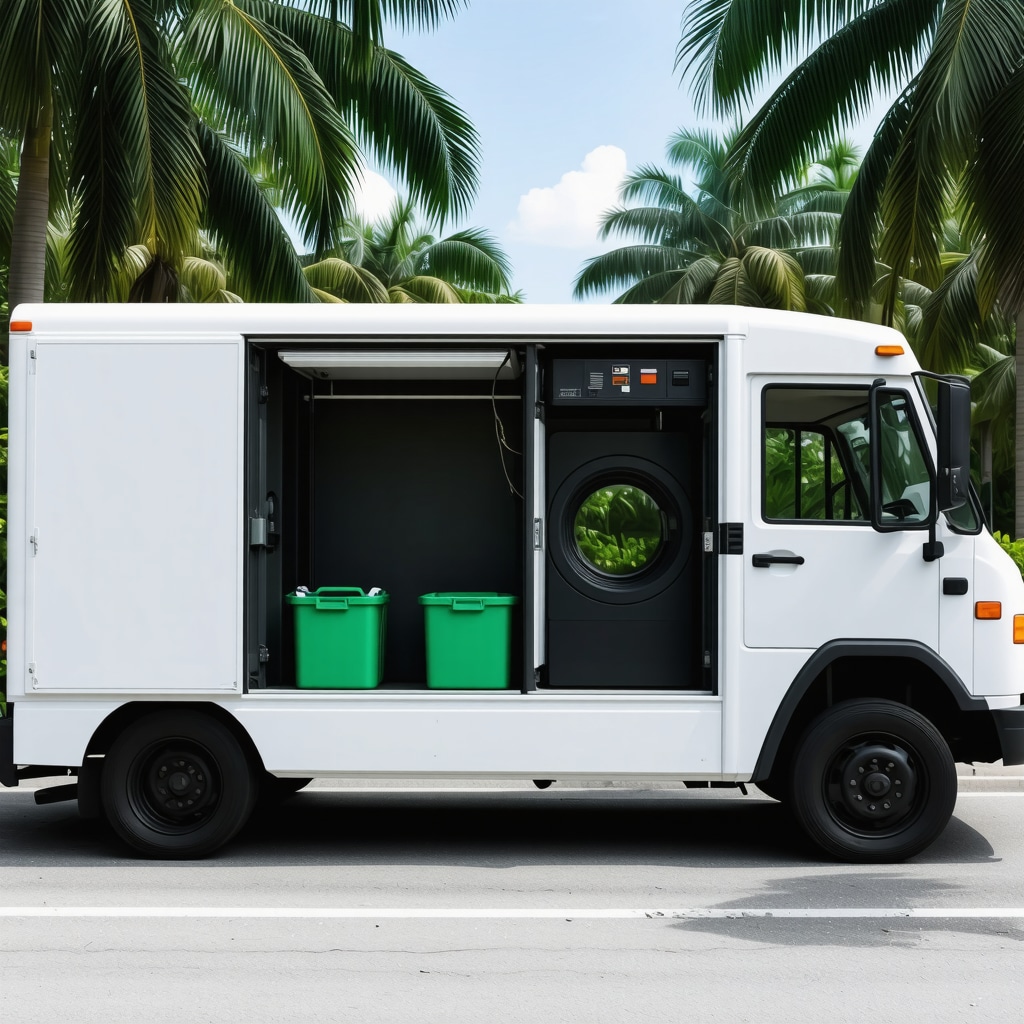 Eco-friendly laundry pickup van with green detergents in Palm Harbor