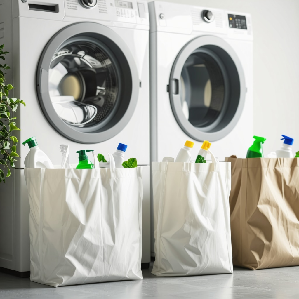 Eco-friendly laundry service with reusable bags and biodegradable detergents