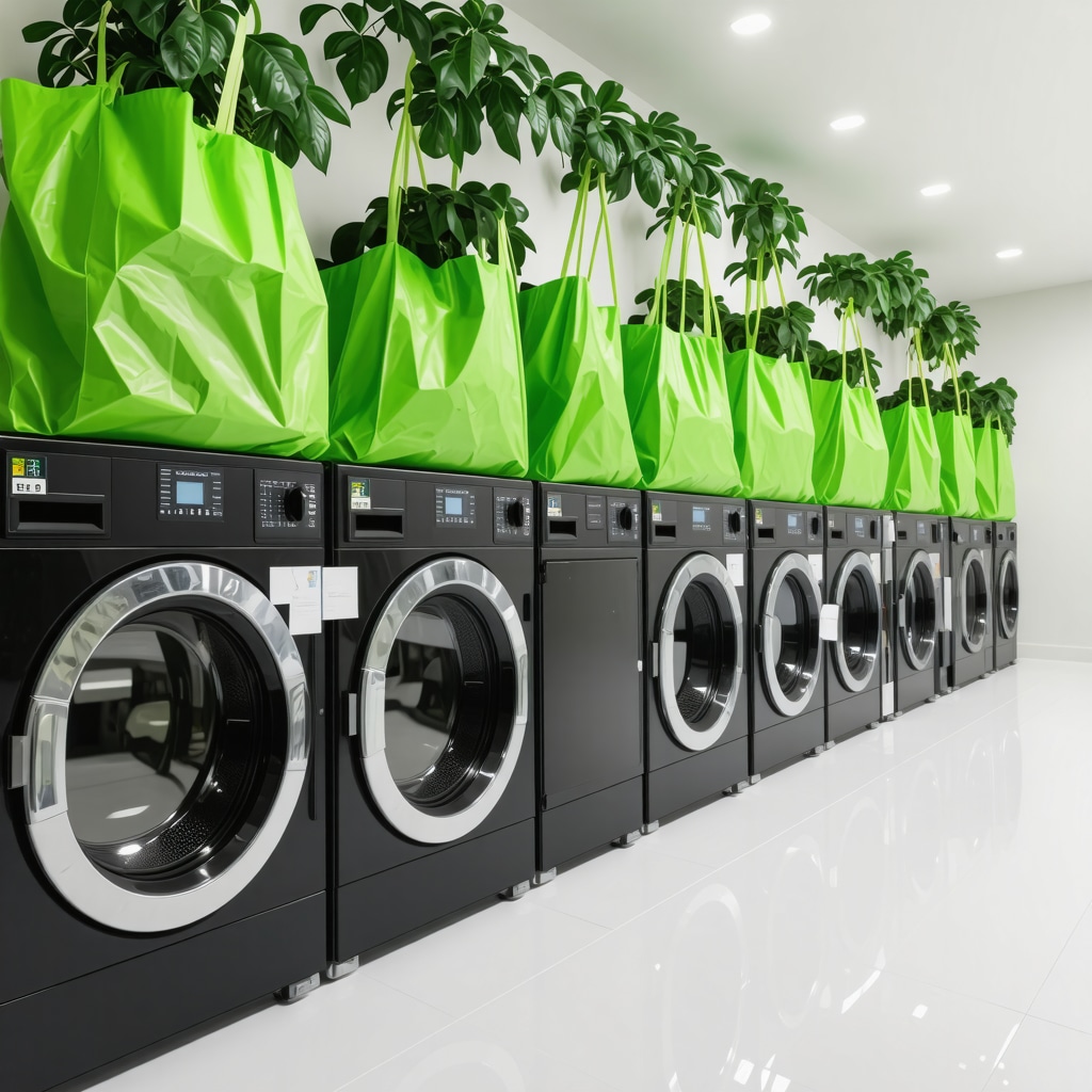 Modern Tampa laundry facility with eco-conscious practices and reusable bags