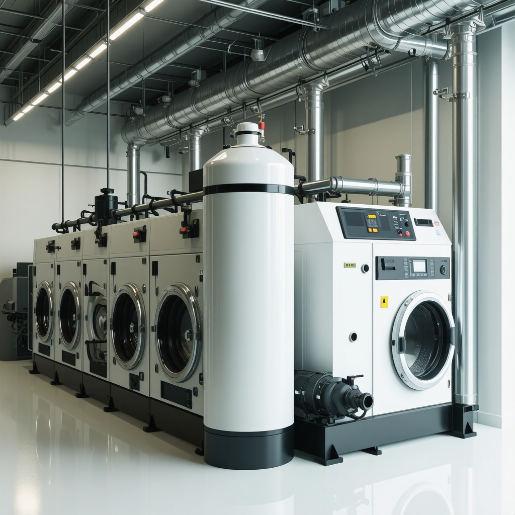 Modern laundry facility employing advanced membrane filtration for water recycling.