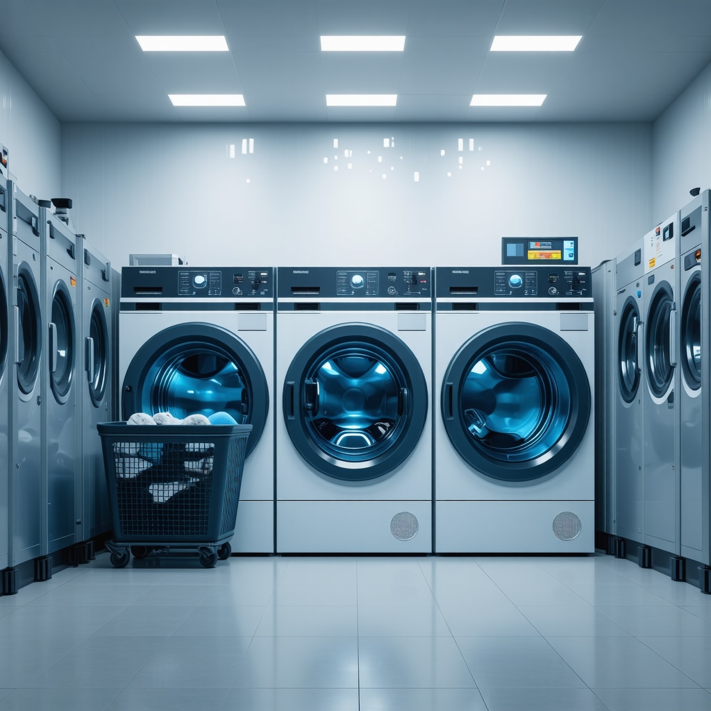 Illustration of smart laundry service with IoT devices and mobile app