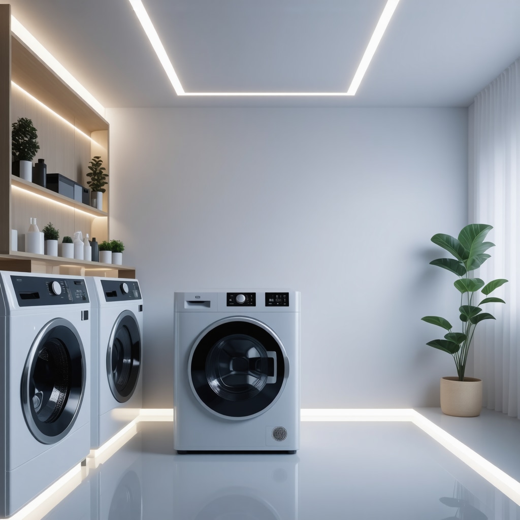 Advanced laundry room featuring robotic washers and AI technology
