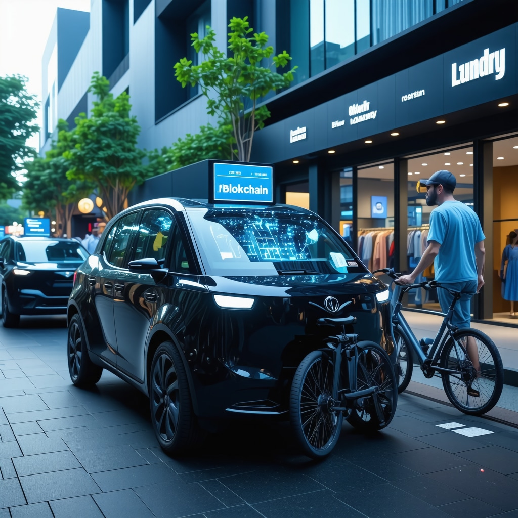 Electric laundry delivery vehicles and cargo bikes in urban setting with augmented reality fabric care visualization