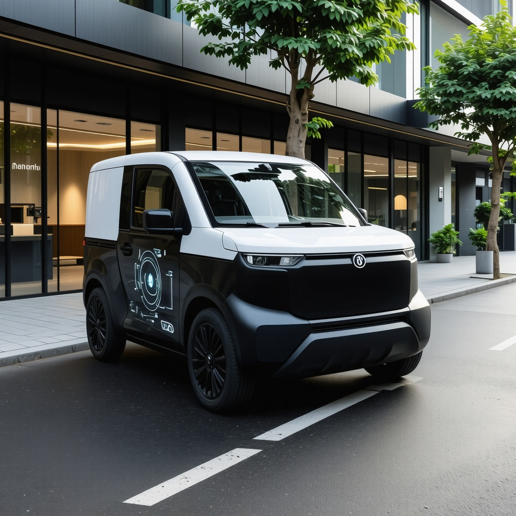 Smart laundry pickup truck equipped with IoT sensors navigating Tampa Heights city street