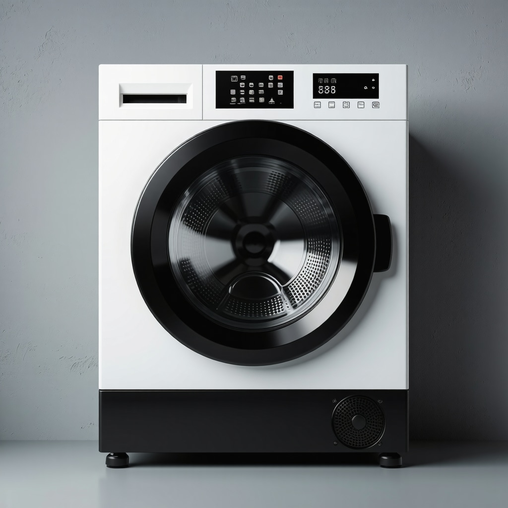 Futuristic ultrasonic laundry machine demonstrating eco-friendly cleaning process