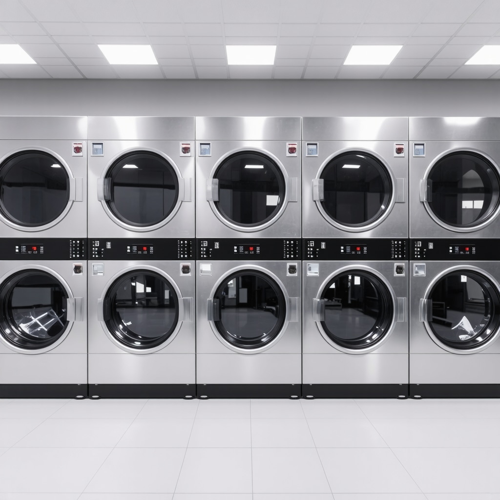 Modern laundry facility featuring ultrasonic cleaning and eco-friendly systems