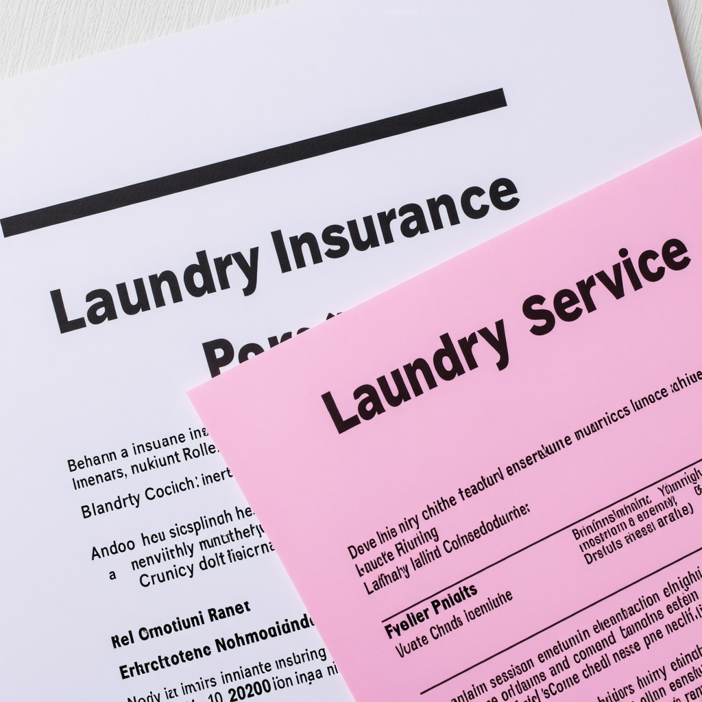 Close-up image of laundry insurance documents and receipt
