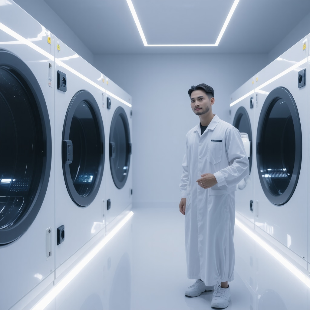 Advanced laundry processing with AI, UV sterilization, and eco-friendly features