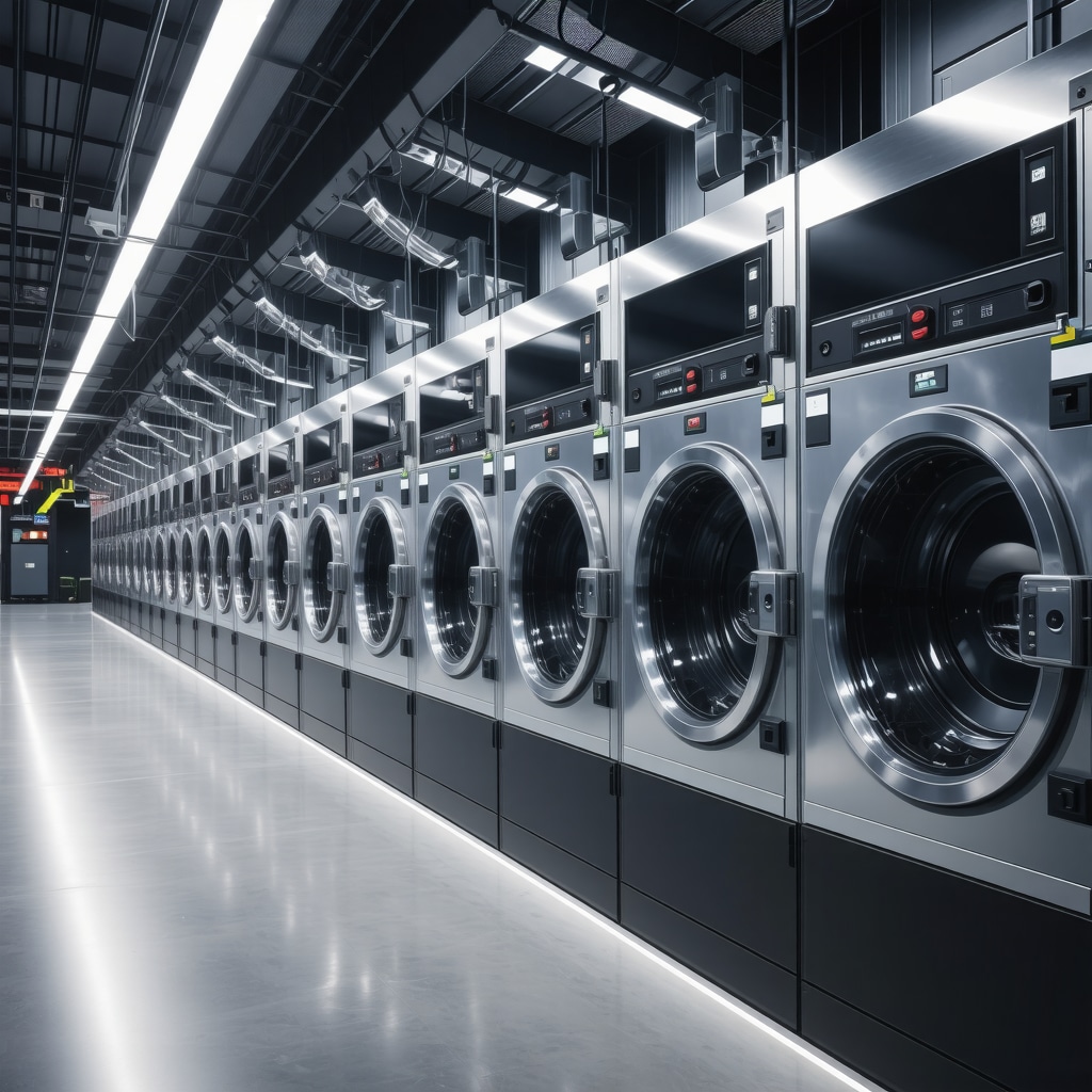 Modern laundry facility showcasing IoT and AI integration for premium services