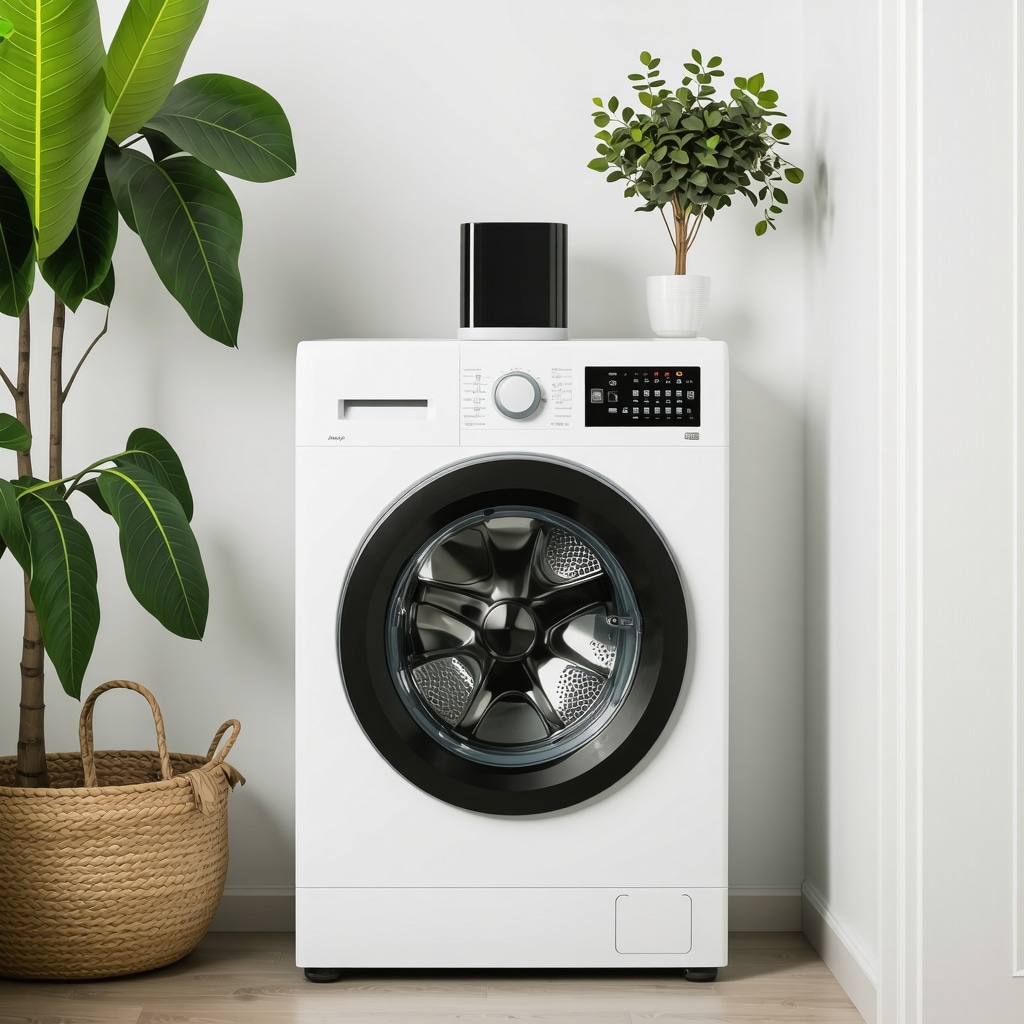 Modern IoT-enabled washing machine with eco-friendly features in a Tampa Heights home