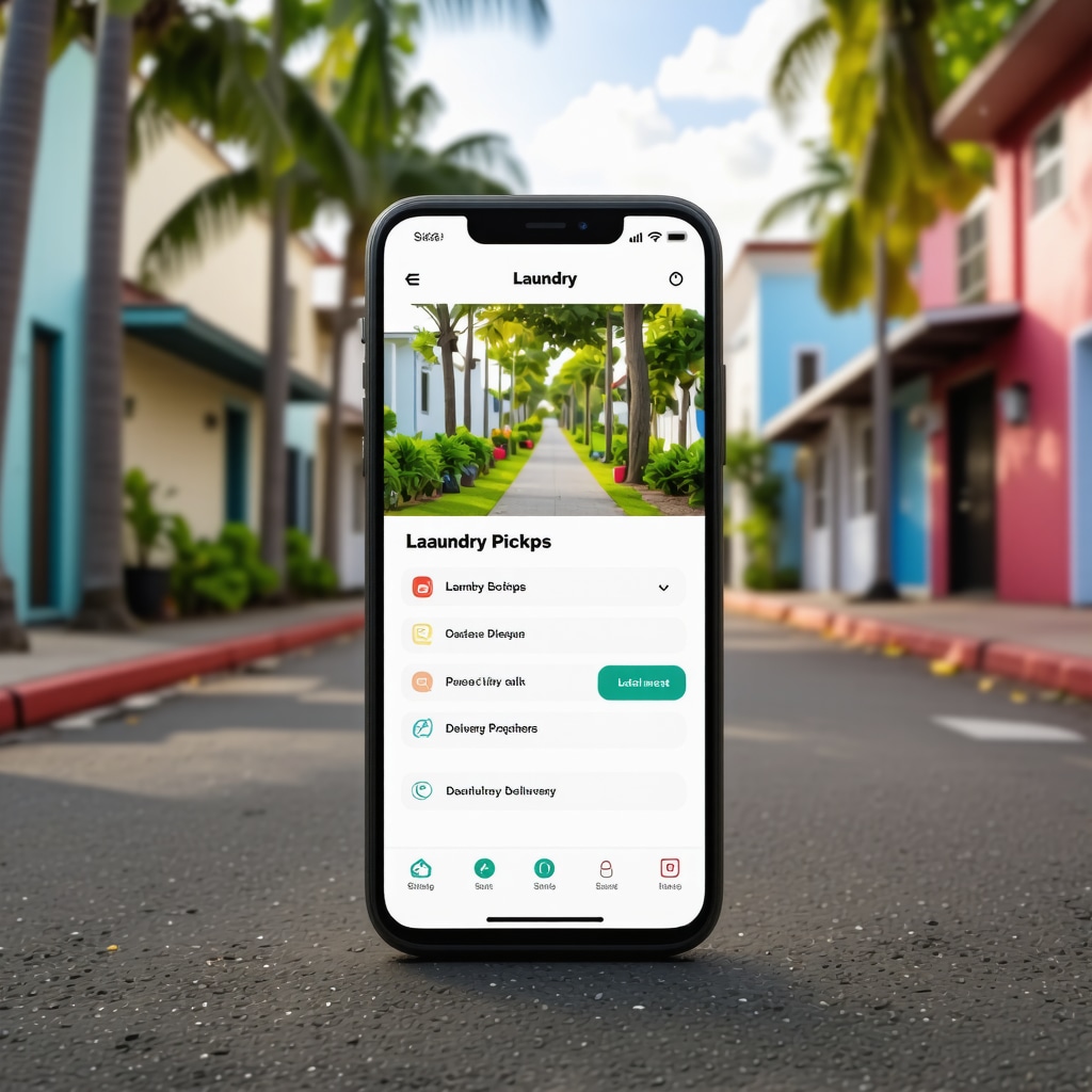 Mobile app screen displaying laundry pickup scheduling and delivery tracking in Tampa Heights