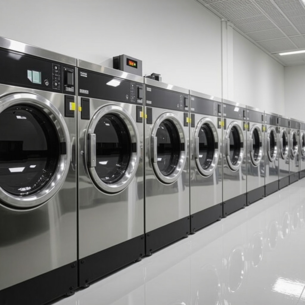Modern laundry facility with advanced washing machines