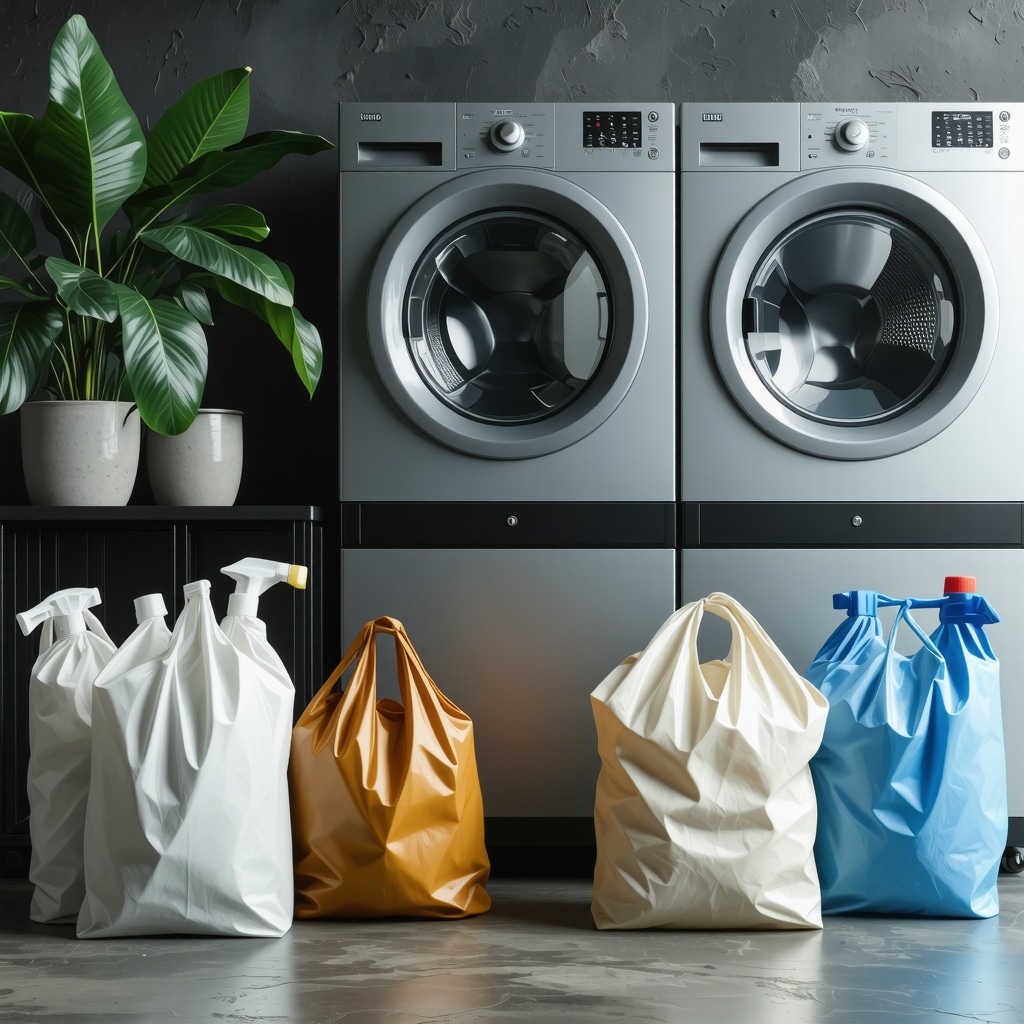 Eco-friendly laundry practices featuring reusable bags and electric vehicles in Tampa
