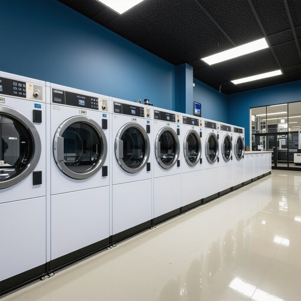 Eco-friendly Tampa laundry facility showcasing water recycling and energy-efficient equipment.