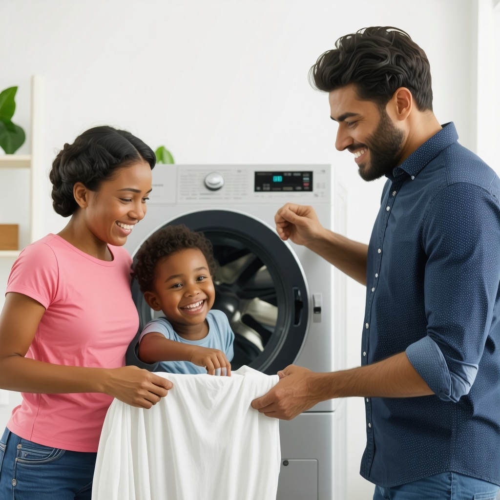Family scheduling laundry pickup via mobile app in Tampa
