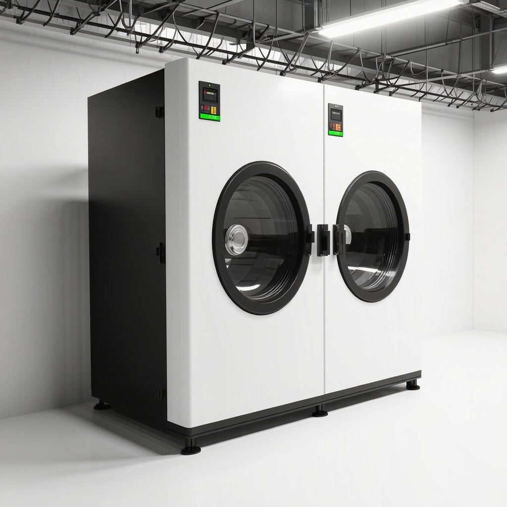 Ultrasonic cleaning machine with eco-friendly solvents in modern dry cleaning facility